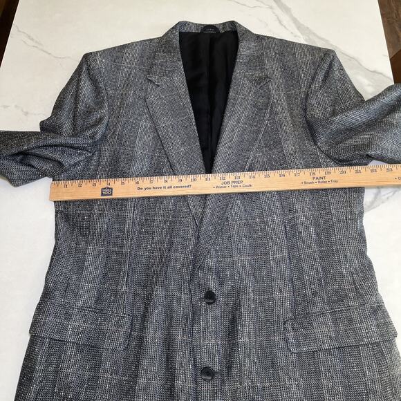 Bachrach Mens Sport Coat Blazer Two Button Black Multi Plaid 100% Silk Size 44L - Picture 4 of 16